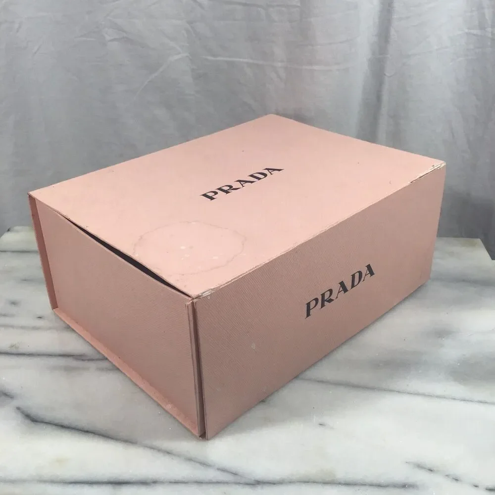 Authentic Prada Pink Textured Gift Shoe Box Empty 9.5x7x4 Luxury Storage